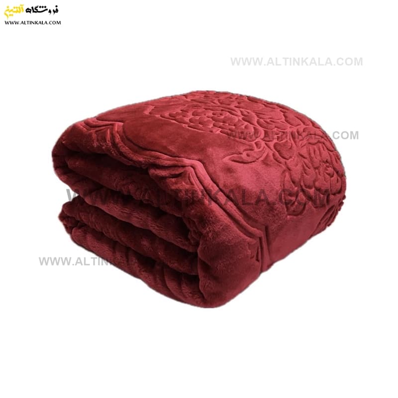 پتو گلبافت برجسته یکنفره رنگ زرشکی