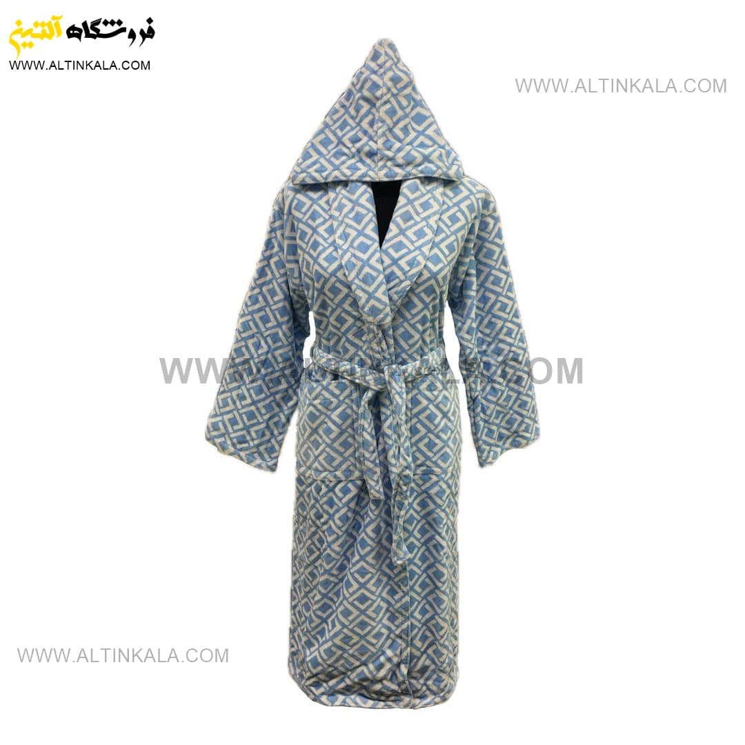 حوله پالتویی برق لامع طرح لوزی آبی سایز 125