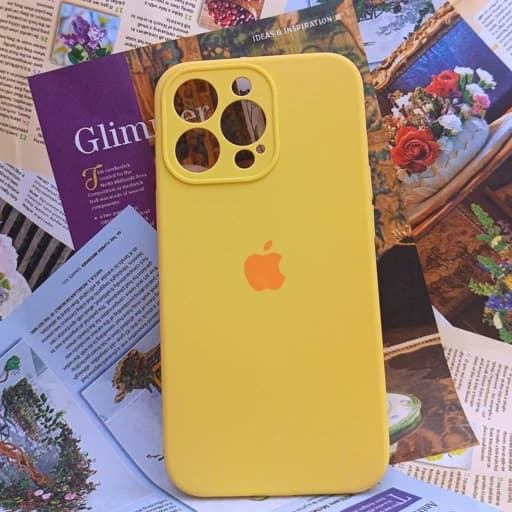 گارد آیفون 13 پرو سیلیکونی پاک کنی اورجینال کاور زردملایم iphone 13 pro