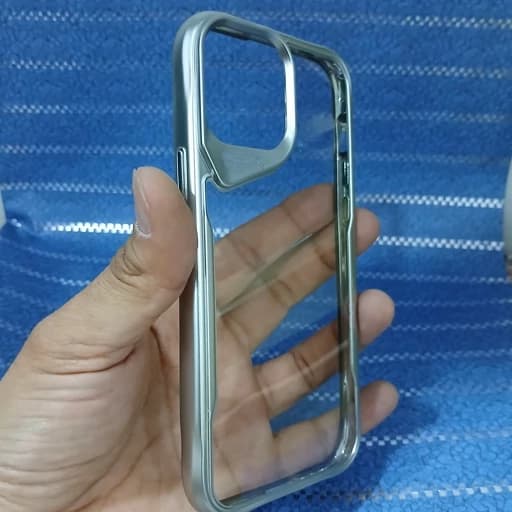 گارد محافظ گوشی آیفون 13 پرو مکس شفاف طلق دور طرح فلزی قاب و کاور Iphone 13pro max