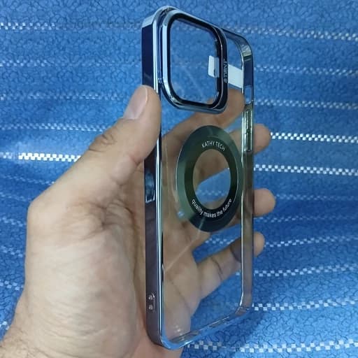 گارد محافظ گوشی آیفون 12pro max شفاف مگ سیف رنگ نیلی قاب و کاور Iphone 12 pro max magsafe