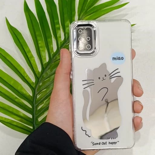 گارد گوشی A51 طرح آیینه ای فانتزی مدل گربه ای قاب و کاور