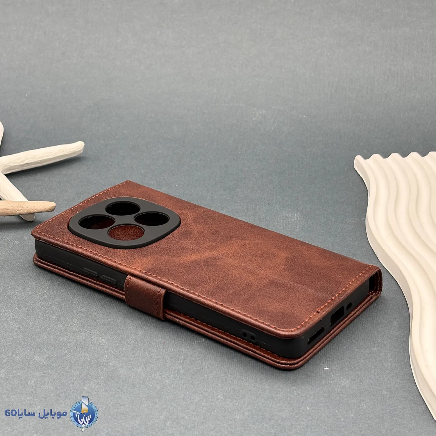 قاب موبایل Xiaomi Redmi note 14 pro plus مدل کیف جا کارتی چرمی — تصویر ۸