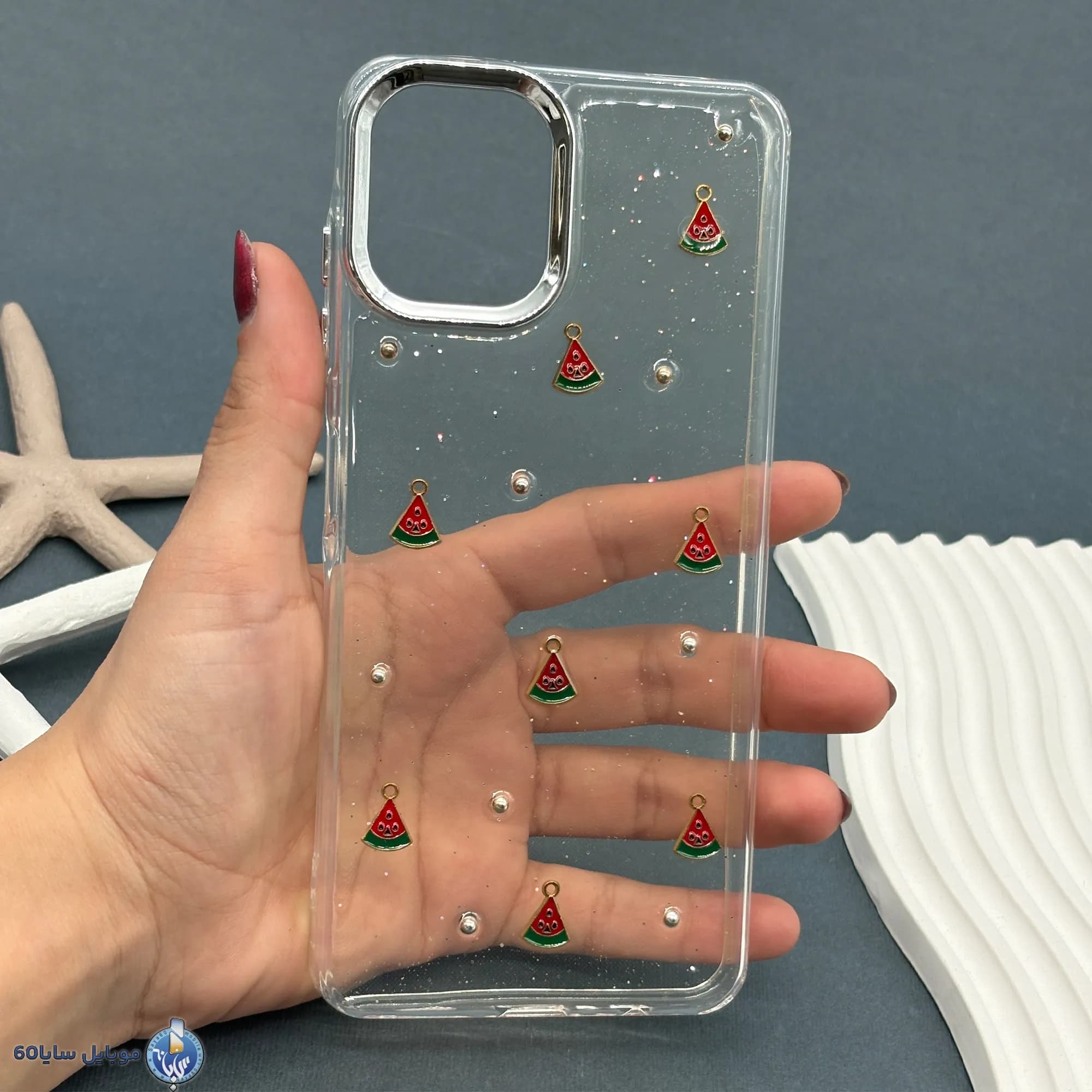 قاب موبایل Galaxy A06 رزینی اکلیلی طلایی مدل هندوانه