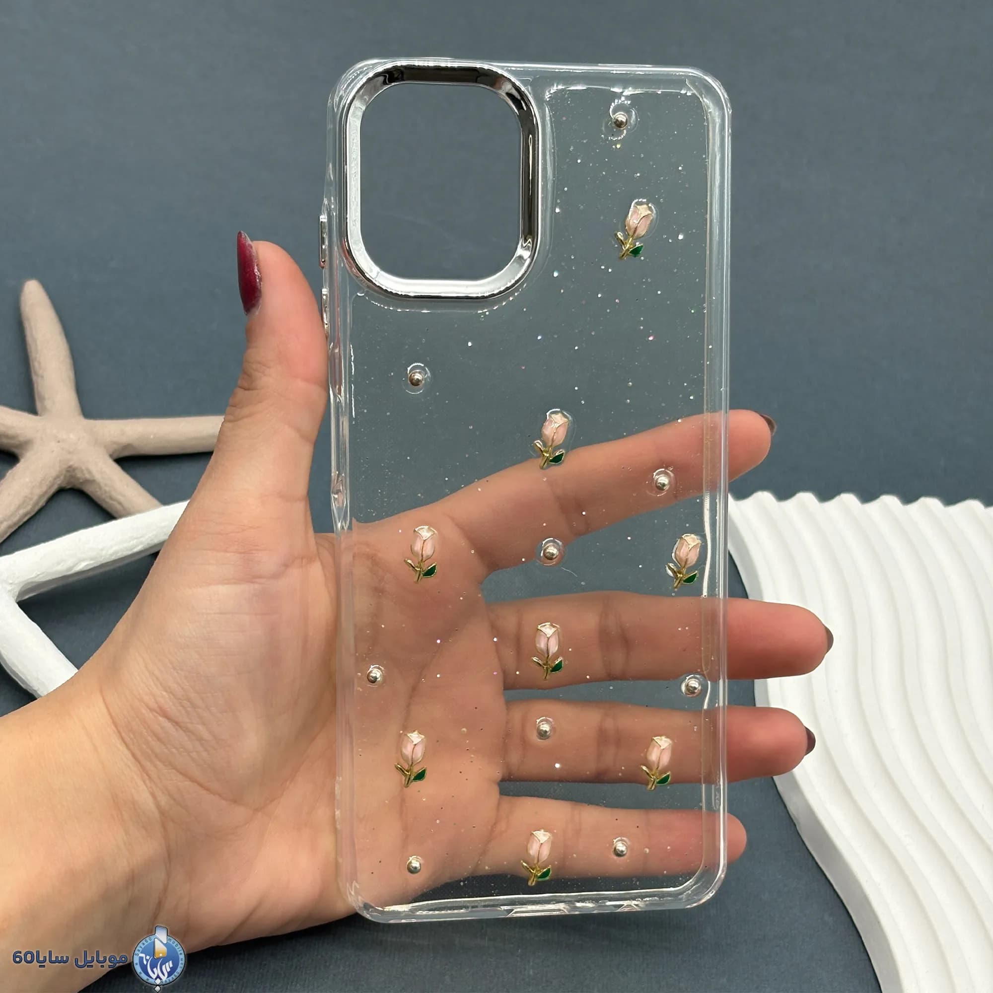 قاب موبایل Galaxy A06 رزینی اکلیلی طلایی مدل گل رُز