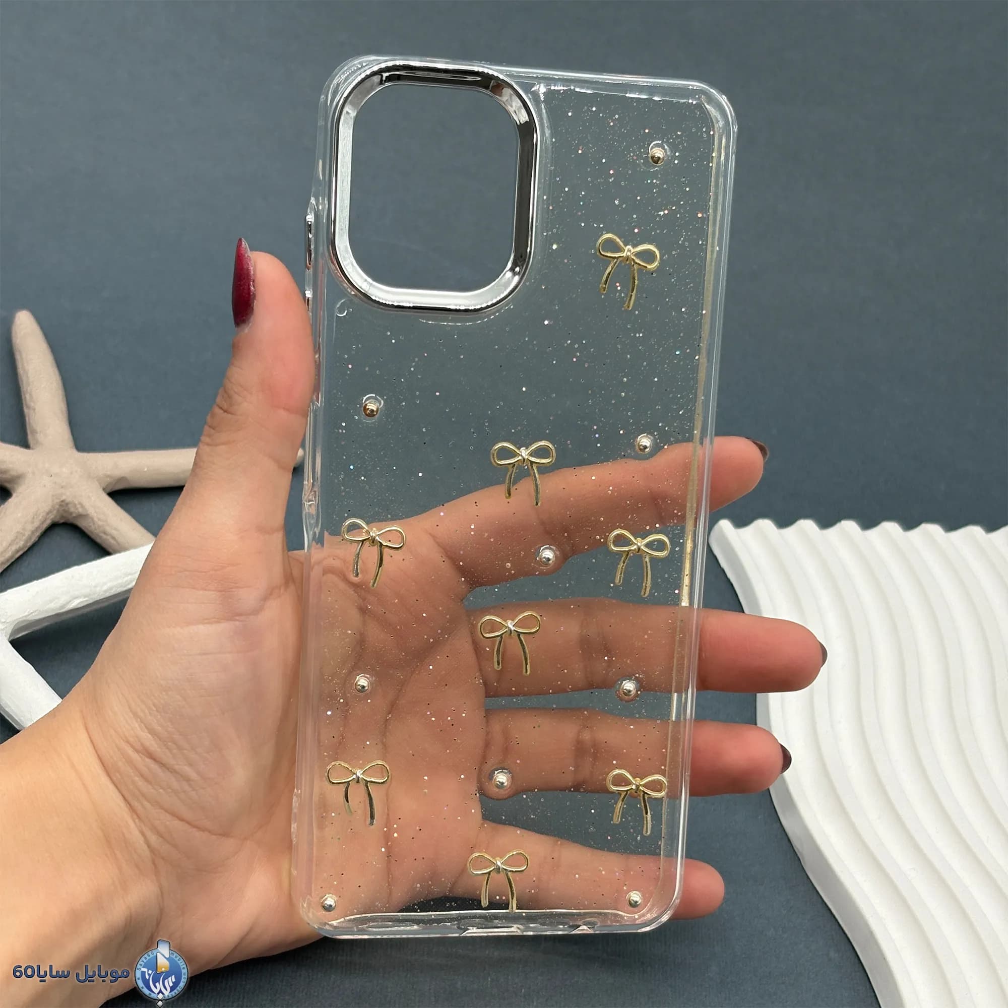 قاب موبایل Galaxy A06 رزینی اکلیلی طلایی مدل پاپیون