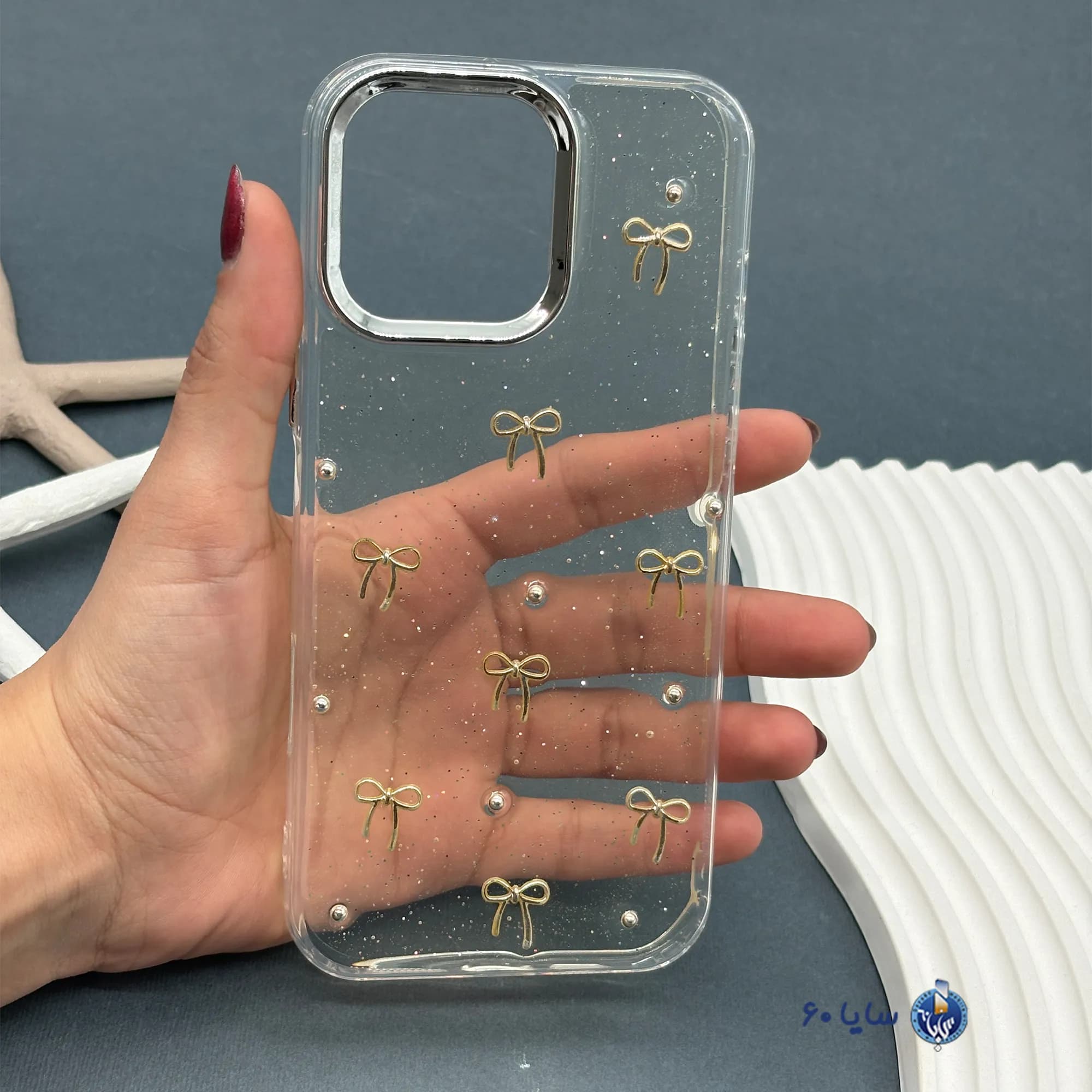 قاب موبایل IPHONE 16 PROMAX رزینی اکلیلی مدل پاپیون