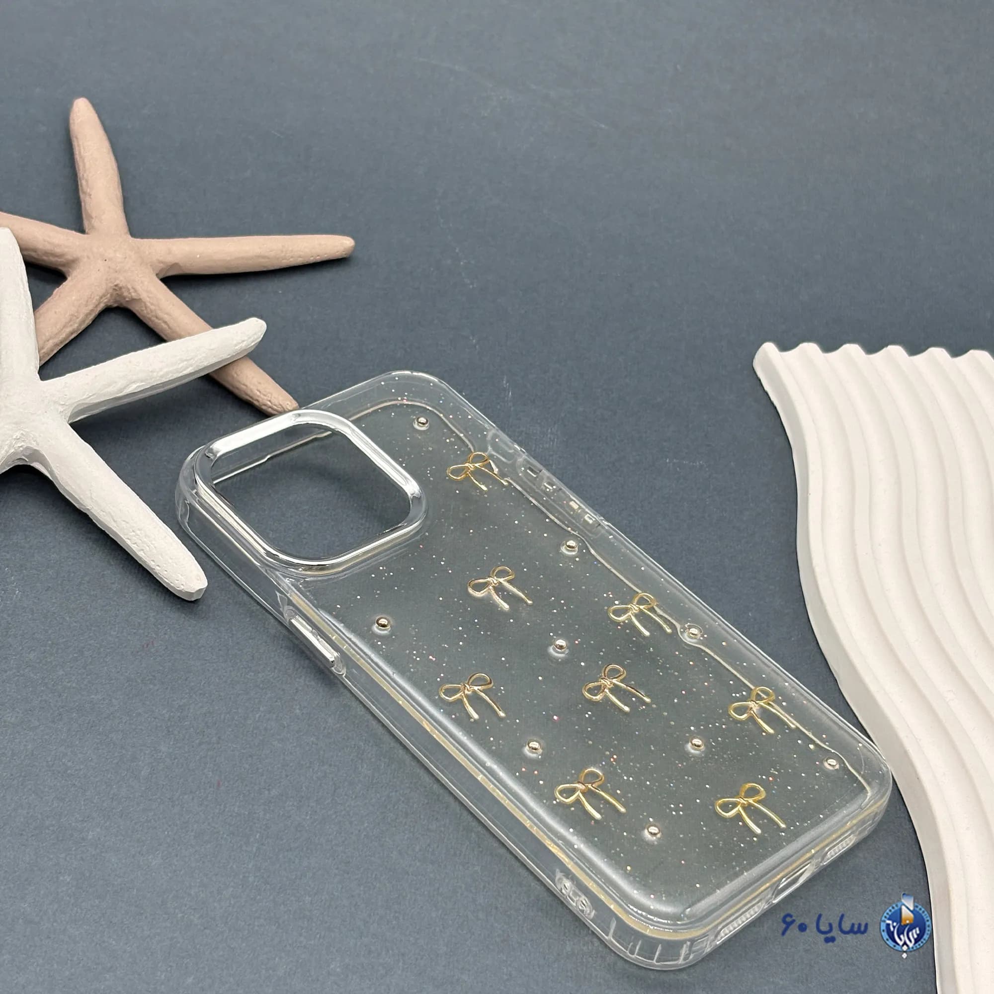 قاب موبایل IPHONE 15 PROMAX رزینی اکلیلی مدل پاپیون — تصویر ۲