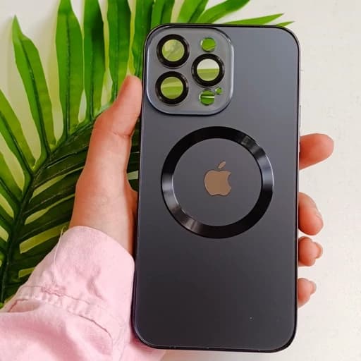 گارد آیفون 14 پرو مکس طرح مگ سیف دار رنگ سورمه ای با محافظ لنز Iphone 14 pro max محافظ و قاب