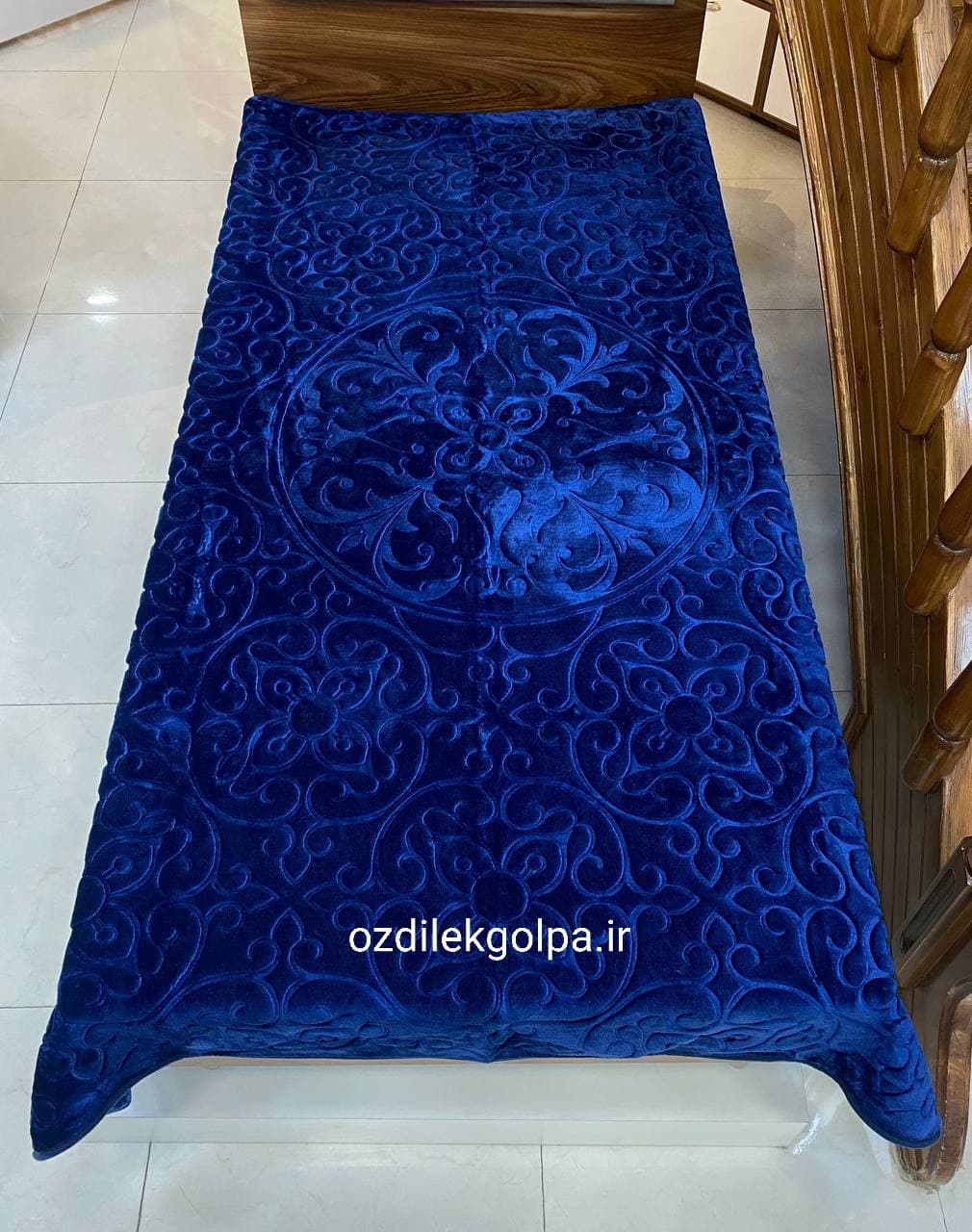 پتو برند گلبافت مدل الوان یکنفره سایز 220*160 رنگ سرمه ای کد 30-350