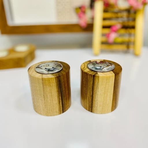 نمک پاش و ادویه پاش چوبی استوانه تیره برند شنگیا