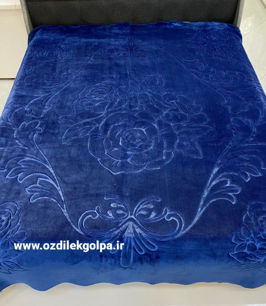پتو برند گلبافت مدل الوان دونفره سایز 220*240 رنگ سرمه ای روشن کد 35-600