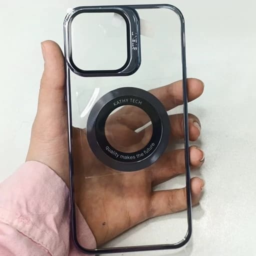 گارد Iphone 13 pro max طرح شفاف مگ سیف دور آبی پایه دار دور دوربین آیفون 13 پرومکس رنگ آبی