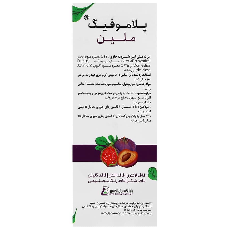 شربت پلاموفیگ رایا گستران اکسیر 120 میلی لیتری — تصویر ۳