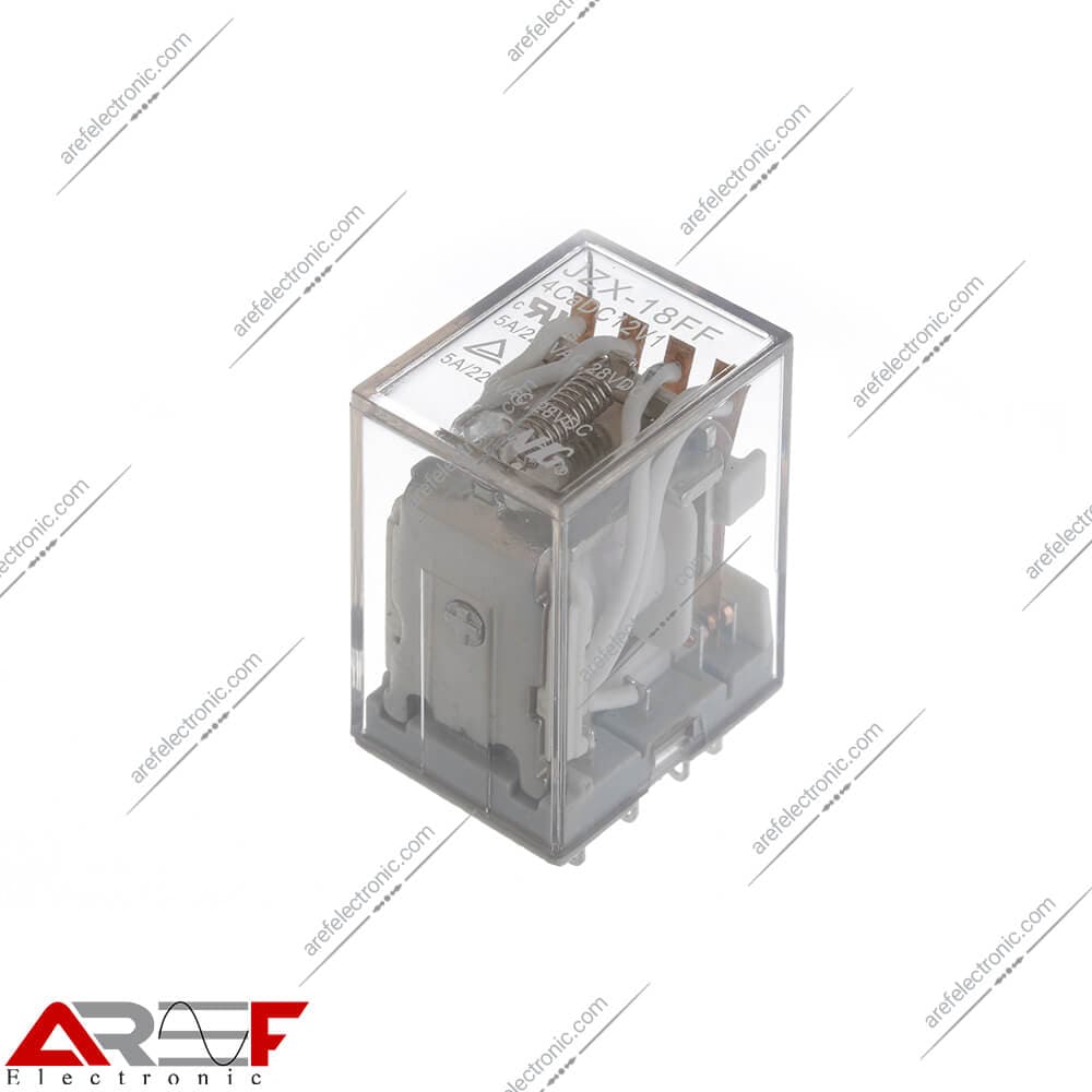 رله NHG مدل JZX-18FF 4CaDC12V1 دارای 12 ولت 5 آمپر 14 پین
