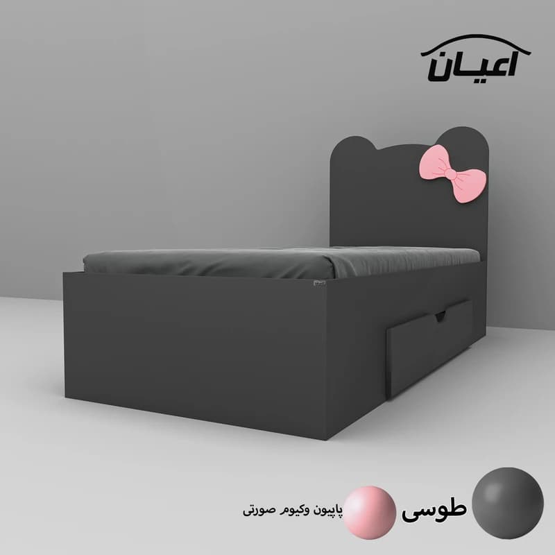 تخت خواب نوجوان طرح پاپیون مدل FH608 سایز 80×180 سانتی متر — تصویر ۷