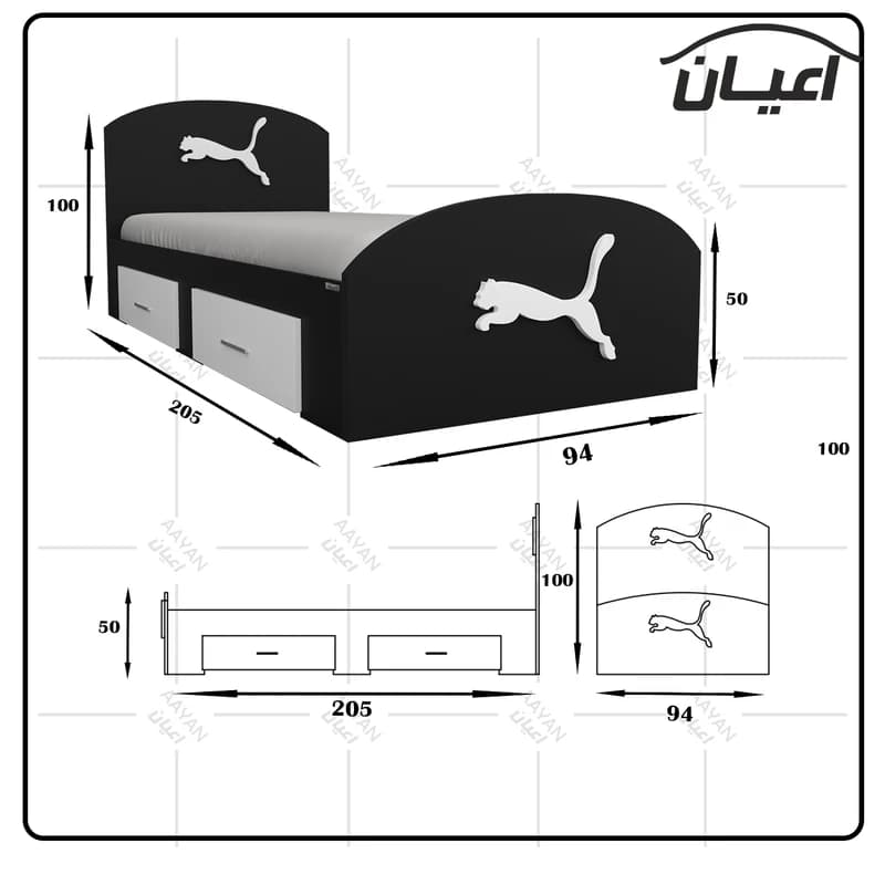 تخت خواب یک نفره مدل FH460 طرح اسپرت سایز 90×200 سانتی متر — تصویر ۸