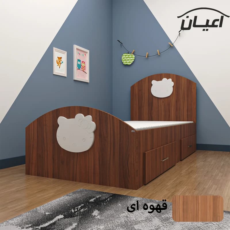 تخت خواب یکنفره مدل FH572 سایز 90×200 سانتی متر طرح کیتی — تصویر ۴
