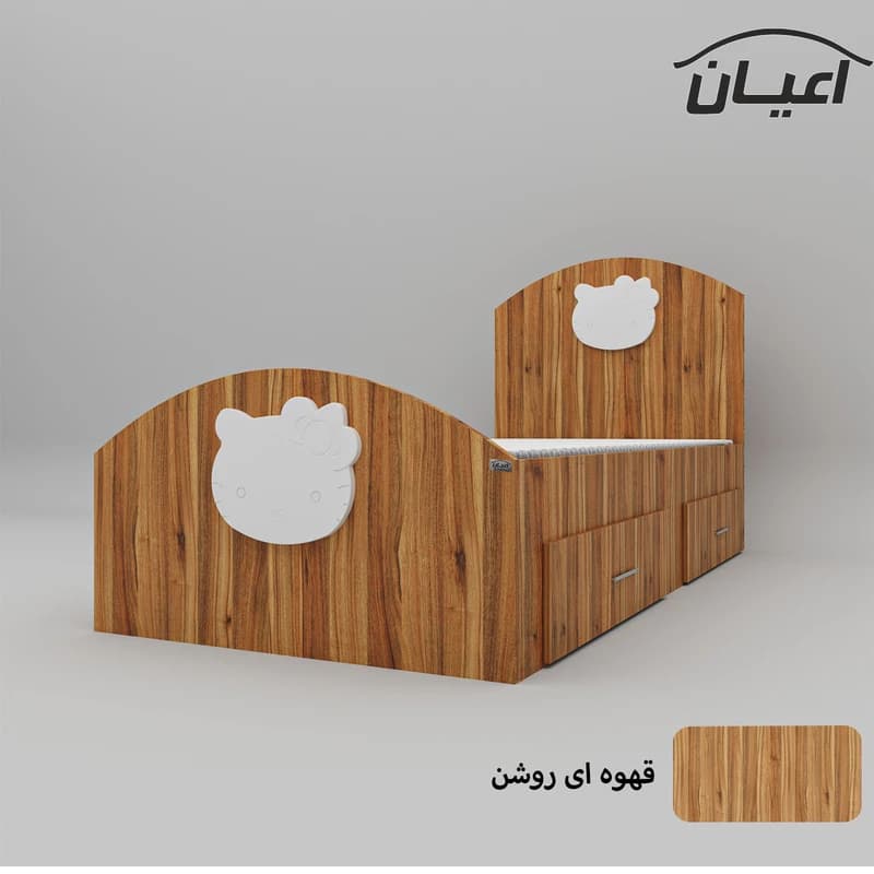 تخت خواب یکنفره مدل FH572 سایز 90×200 سانتی متر طرح کیتی — تصویر ۷