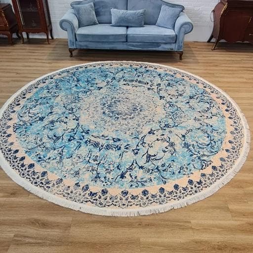 فرشینه مخمل هازان کیفیت گوشتی A+ طرح گرد آبی دریا C23(پس کرایه)
