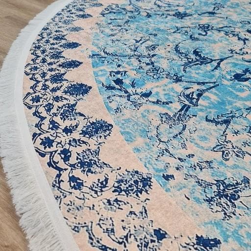 فرشینه مخمل هازان کیفیت گوشتی A+ طرح گرد آبی دریا C23(پس کرایه) — تصویر ۵