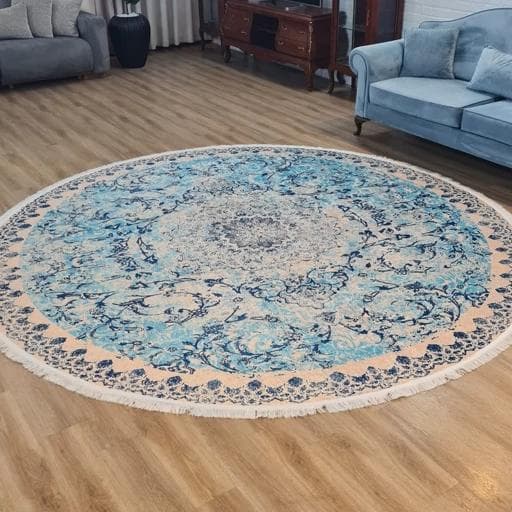 فرشینه مخمل هازان کیفیت گوشتی A+ طرح گرد آبی دریا C23(پس کرایه) — تصویر ۴