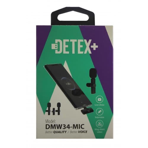 میکروفون یقه ای دو عددی +DETEX بی سیم مدل DMW34-MIC — تصویر ۴