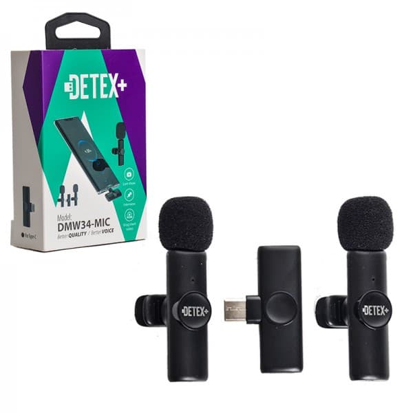 میکروفون یقه ای دو عددی +DETEX بی سیم مدل DMW34-MIC — تصویر ۳