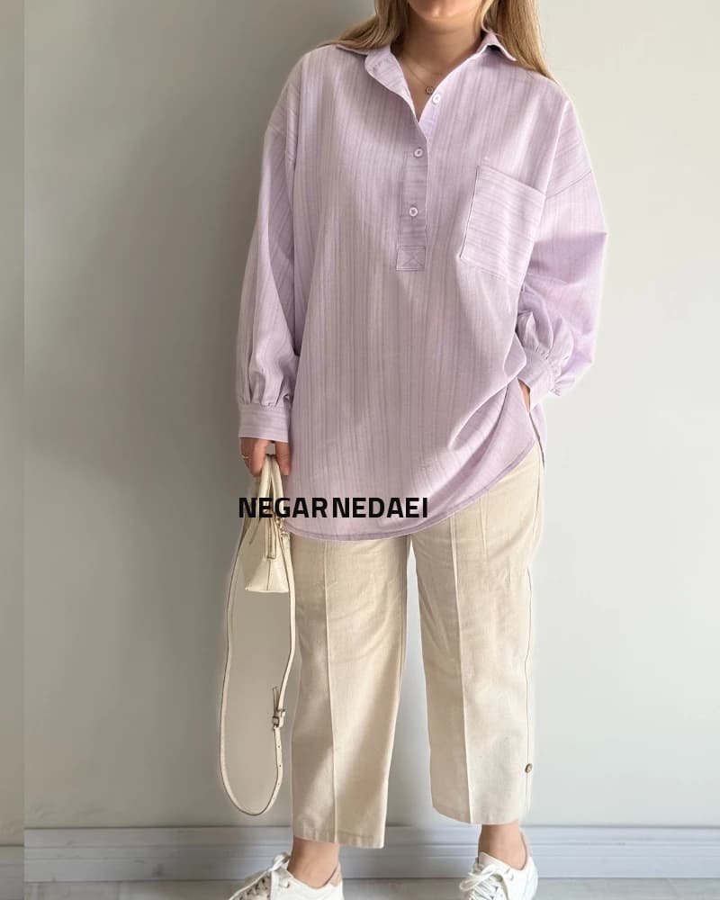 شومیز مانتویی fresh (یاسی) — تصویر ۴