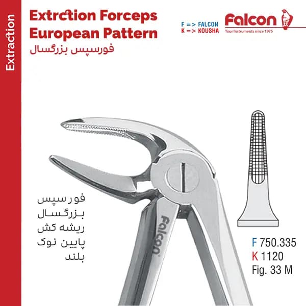 فورسپس ریشه کش پایین نازک fig:33M فالکن Falcon