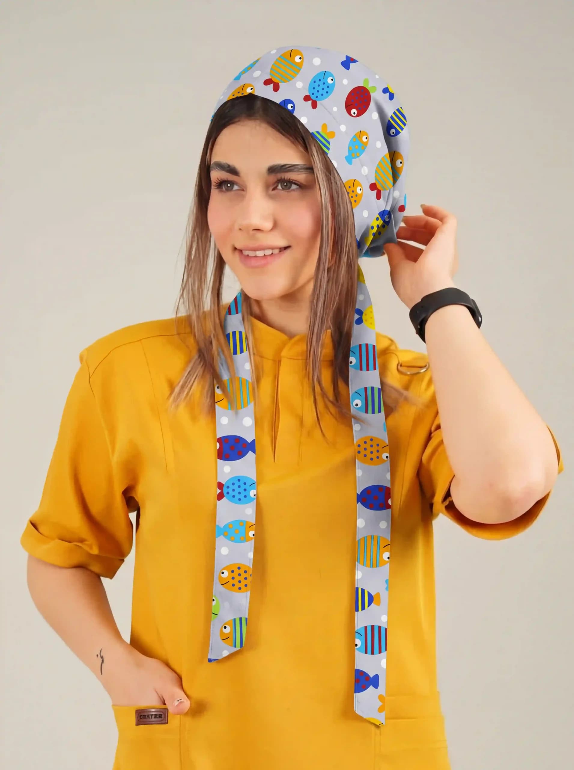 کلاه جراحی کراواتی طرح ماهی کد A20