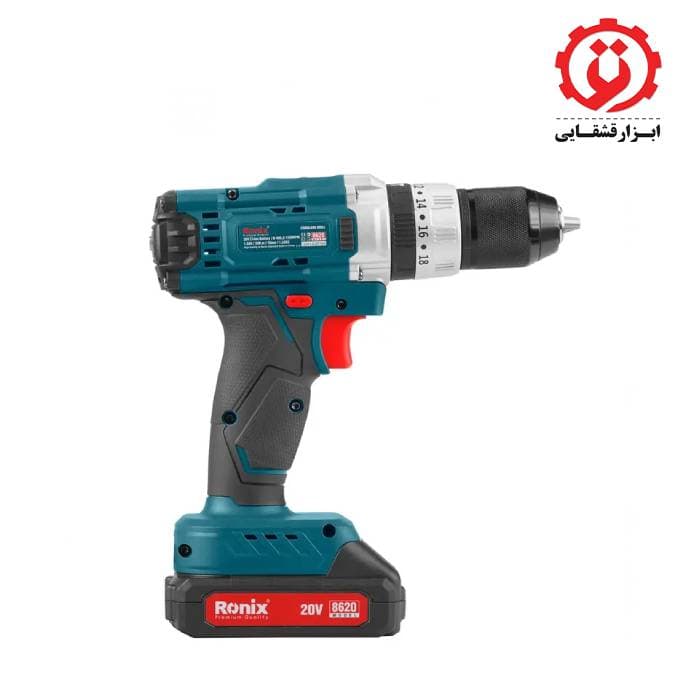 دریل پیچ گوشتی شارژی 20 ولت 2 باتری رونیکس مدل 8620 — تصویر ۸