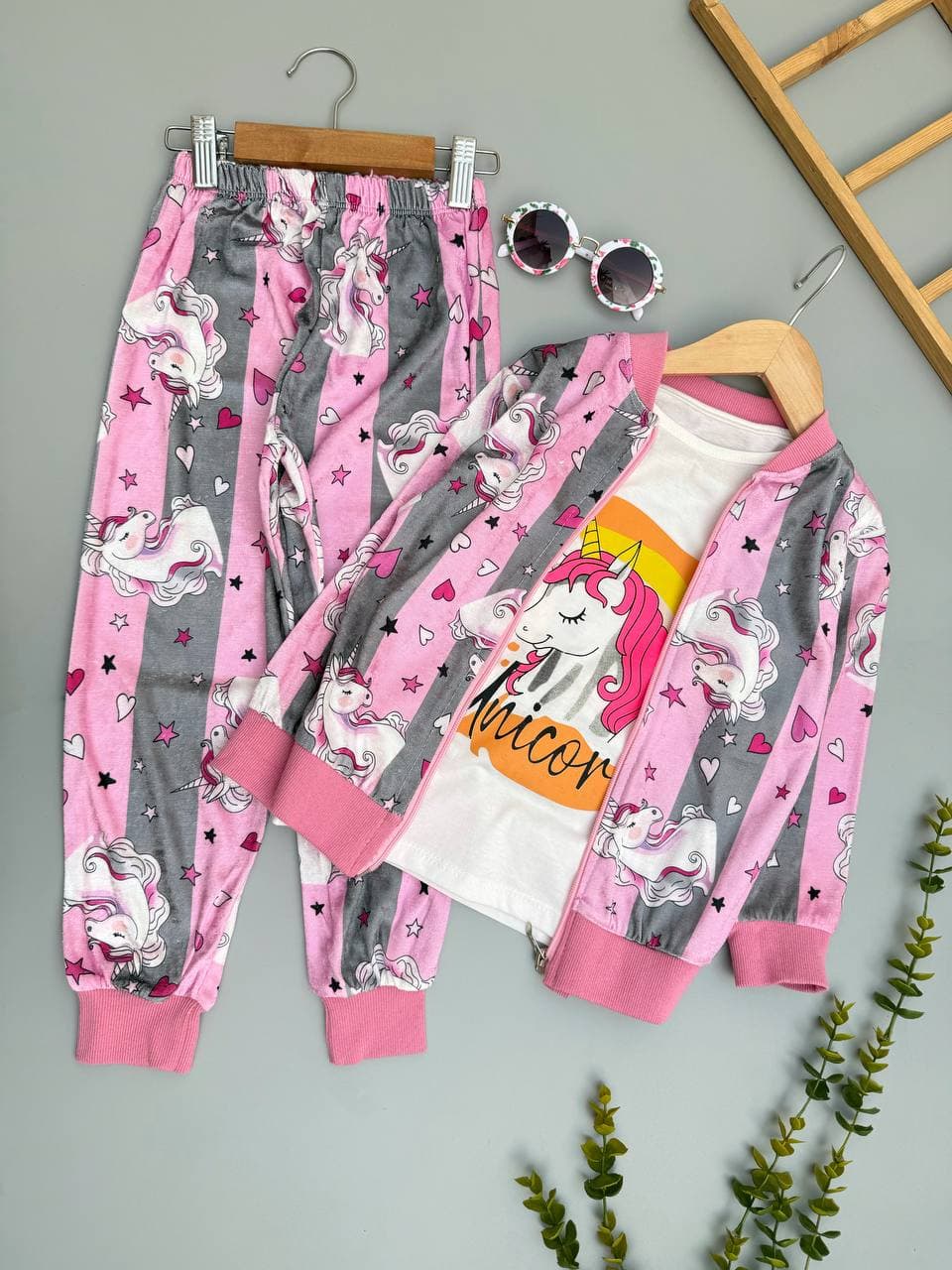ست سویشرت شلوار تکشاخ🦄💜🩷