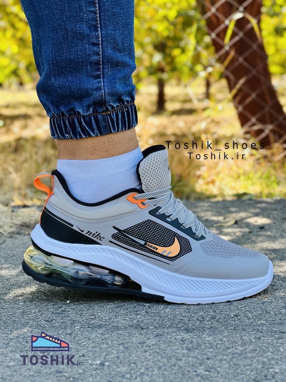 کتونی نایک ایرومکس رنگ طوسی Air max کپسولی فعال