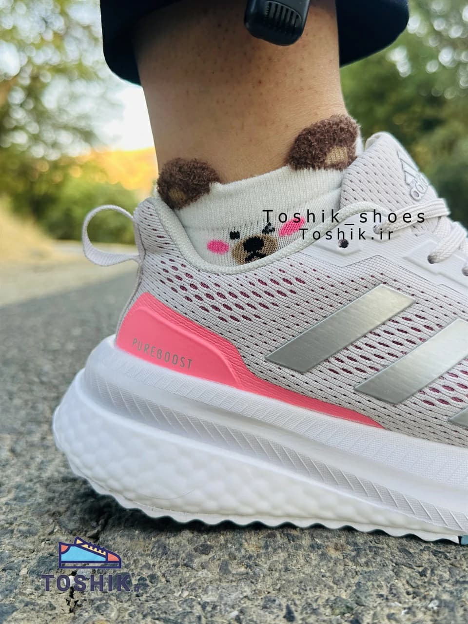 کتونی ادیداس مدل PUREBOOST رنگ سفید صورتی — تصویر ۶