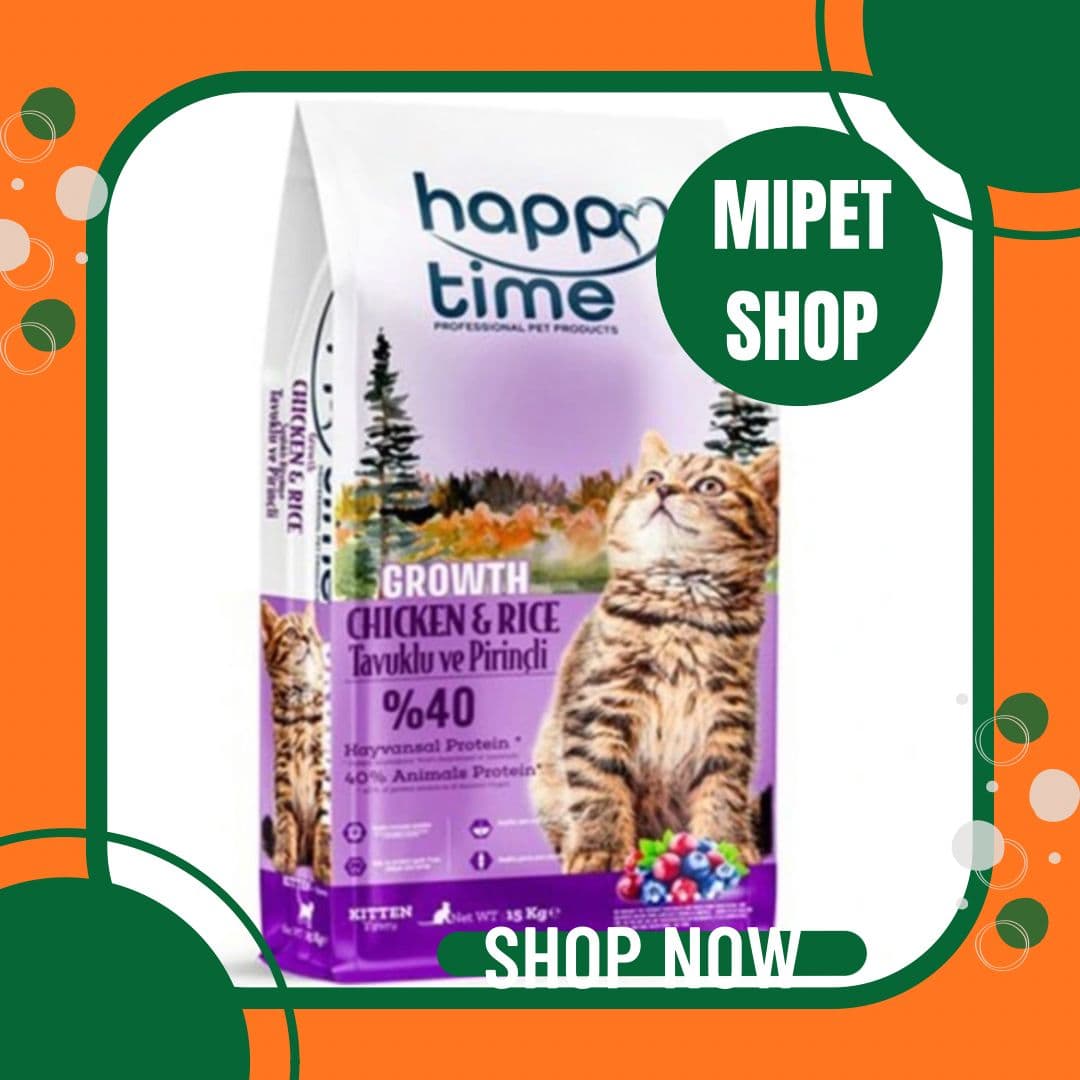 غذا خشک بچه گربه هپی تایم با طعم مرغ و برنج (بسته بندی یک کیلویی) | HAPPY TIME KITTEN FOOD