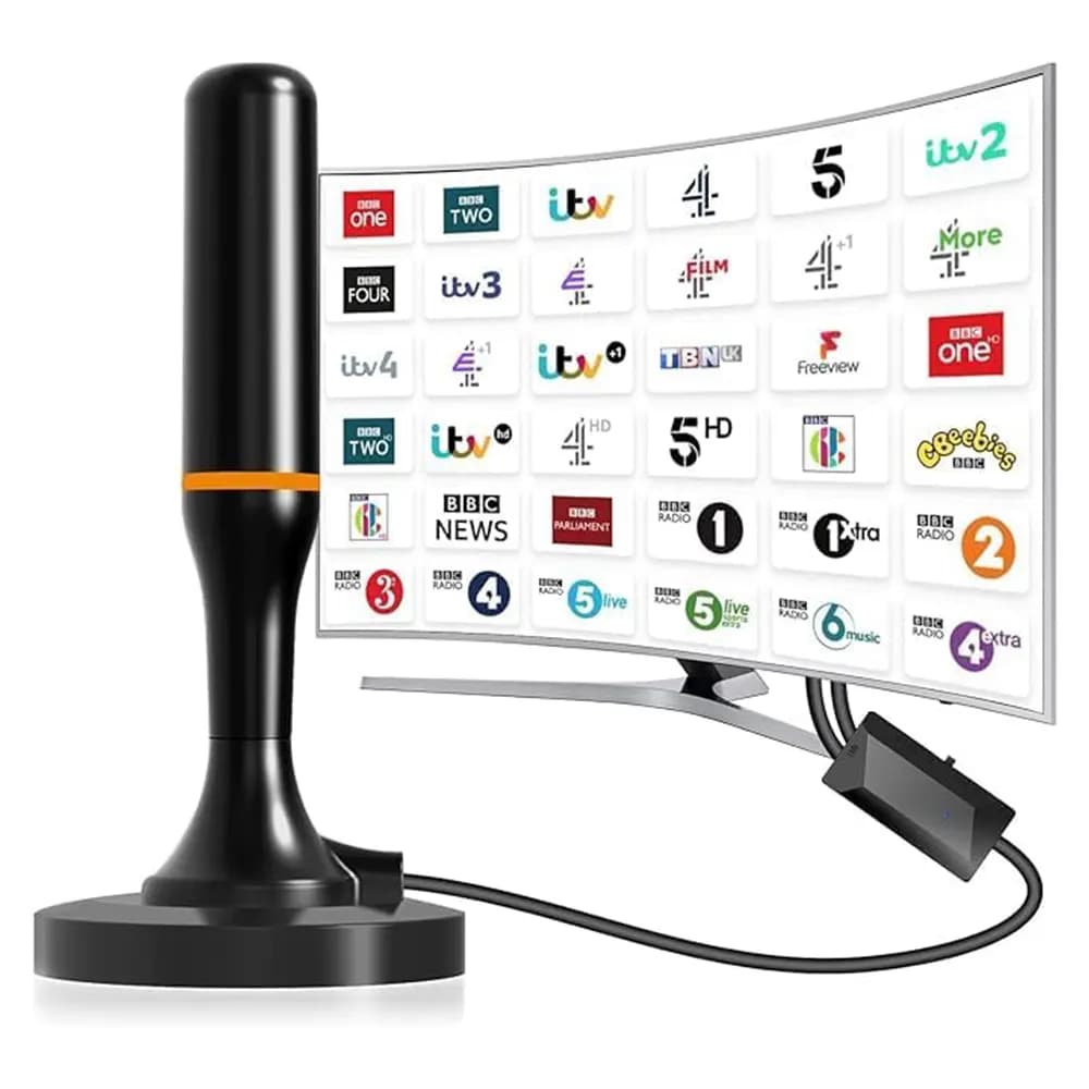 آنتن دیجیتال رومیزی با تقویت‌کننده سیگنال و پایه مغناطیسی برند DTB TECH مدل TV Aerial