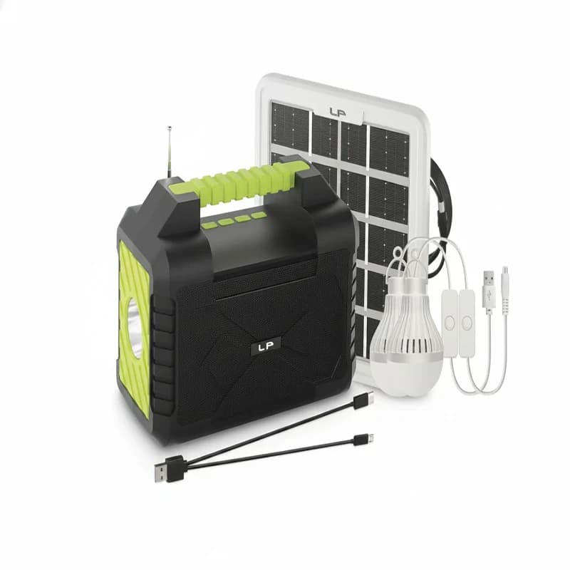 اسپیکر قابل حمل شارژ خورشیدی LP‑V77 با چراغ LED و پاوربانک