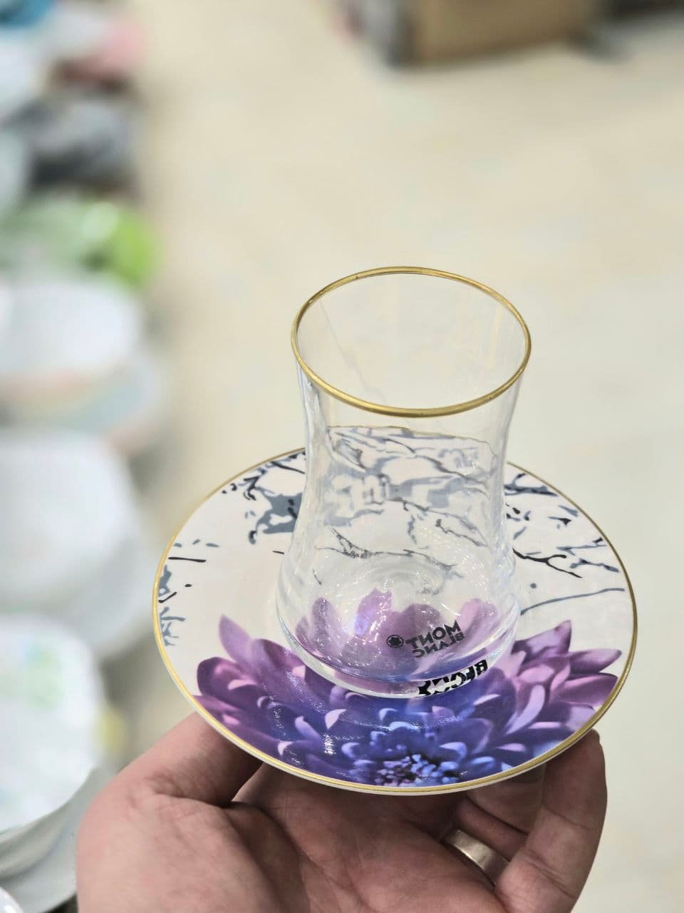 فنجان نعلبکی کمر باریک لب طلا کد ۱۴۸۰