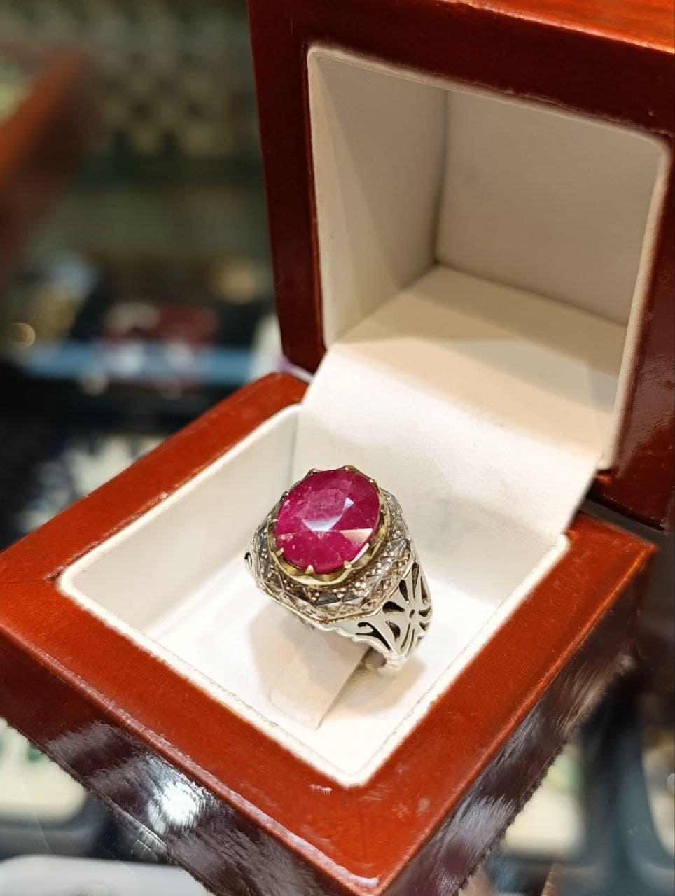 انگشتر نقره مردانه دستساز نگین یاقوت سرخ – کدR873 — تصویر ۲