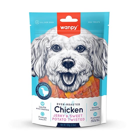 تشویقی سگ مرغ و سیب زمینی شیرین ونپی – Wanpy Chicken Jerky &amp; Sweet Potato
