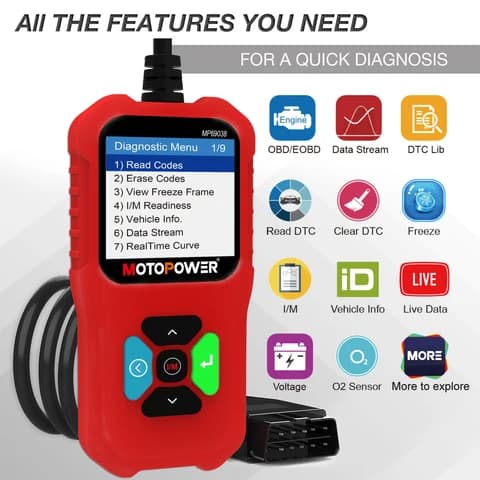 دیاگ خودرو MOTOPOWER MP69038 OBD2 Scanner | دستگاه تست خطای موتور خودرو — تصویر ۶
