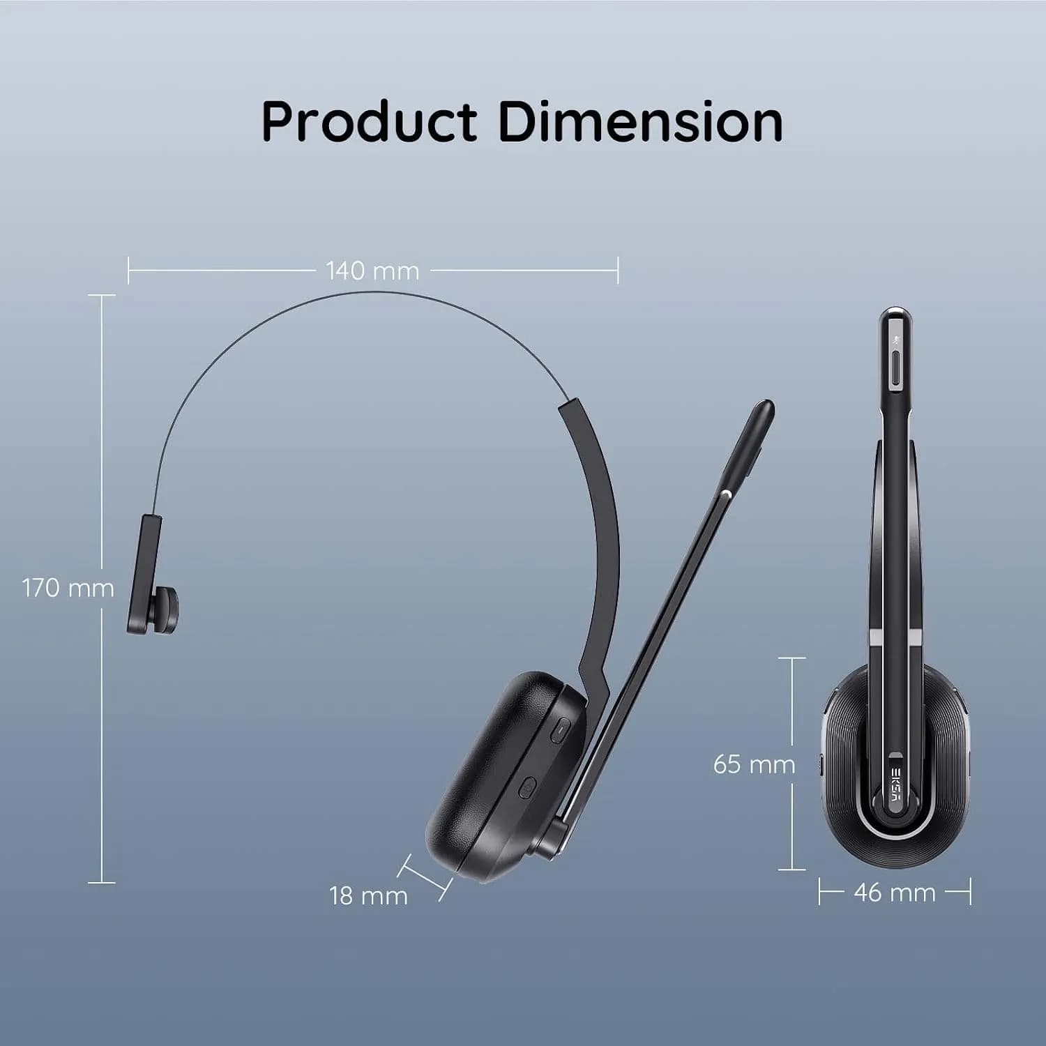 هدست بلوتوثی بی‌سیم با میکروفون هوشمند ENC و دانگل USB برند EKSA مدل H5 — تصویر ۲