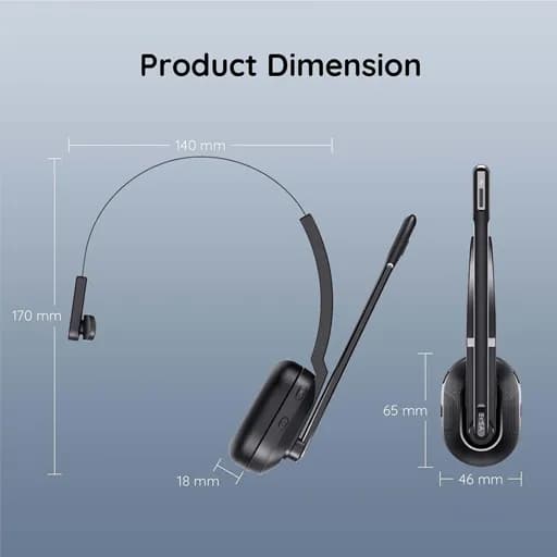 هدست بلوتوثی بی‌سیم با میکروفون هوشمند ENC و دانگل USB برند EKSA مدل H5 — تصویر ۸