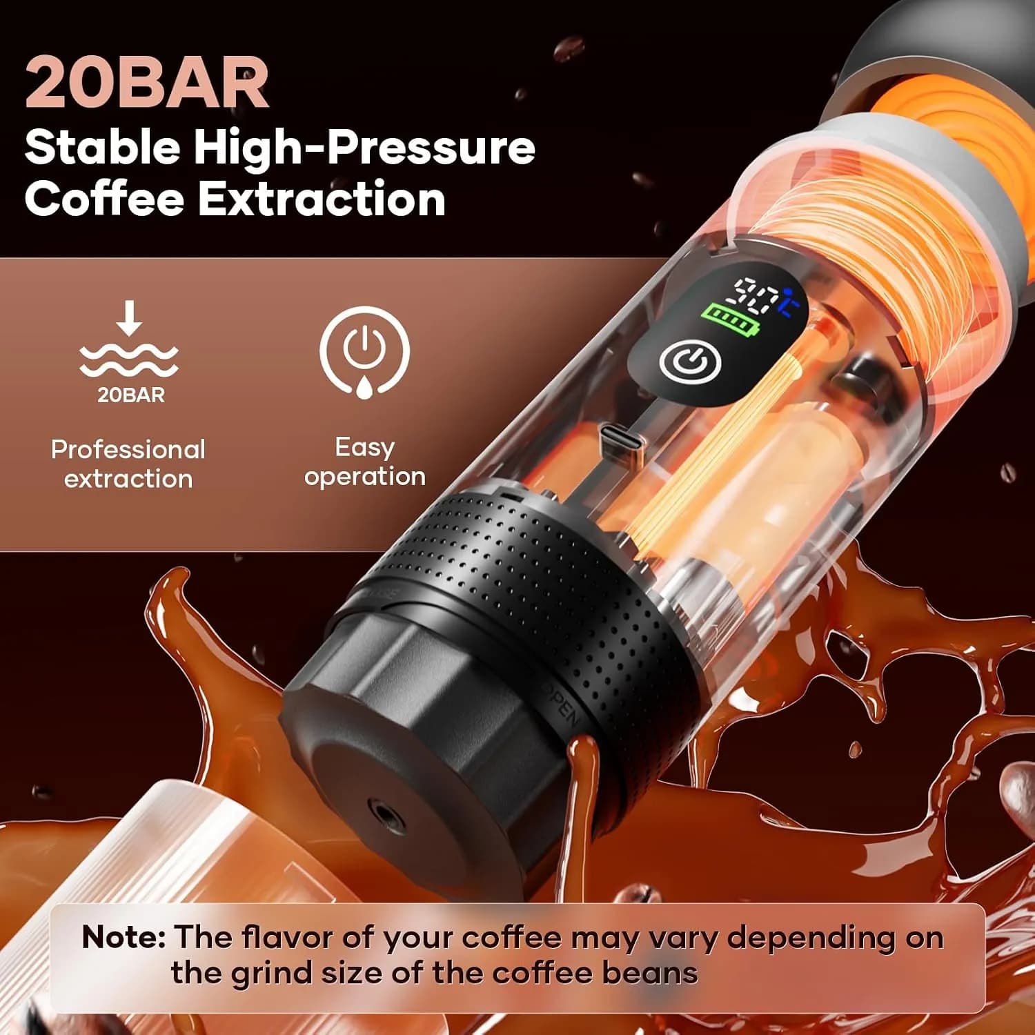 قهوه‌ساز اسپرسو قابل حمل شارژی Kejector مدل KF-JN-02 Pro 2.0 — تصویر ۸