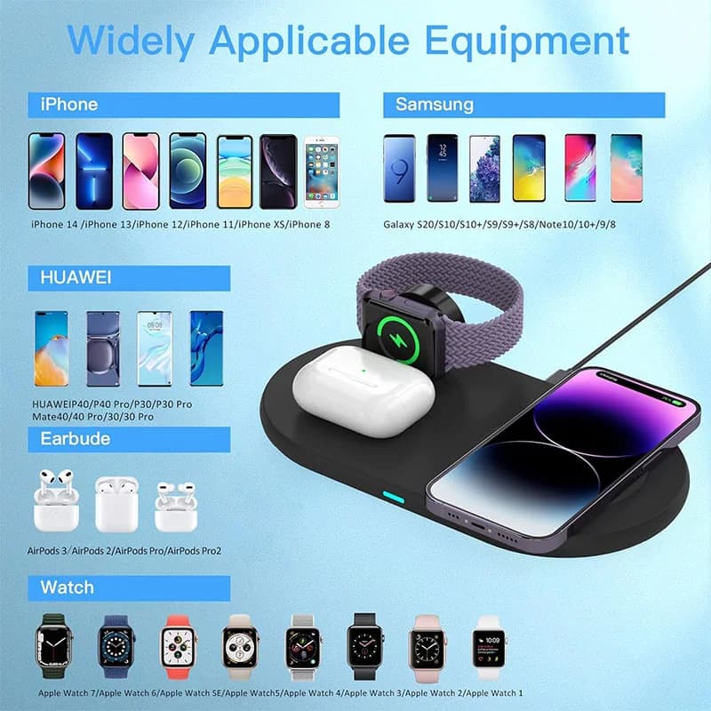 شارژر وایرلس سه کاره ORIEMAC مدل G602 | استند شارژ بی‌سیم 3 در 1 مناسب آیفون، اپل واچ و ایرپاد — تصویر ۳
