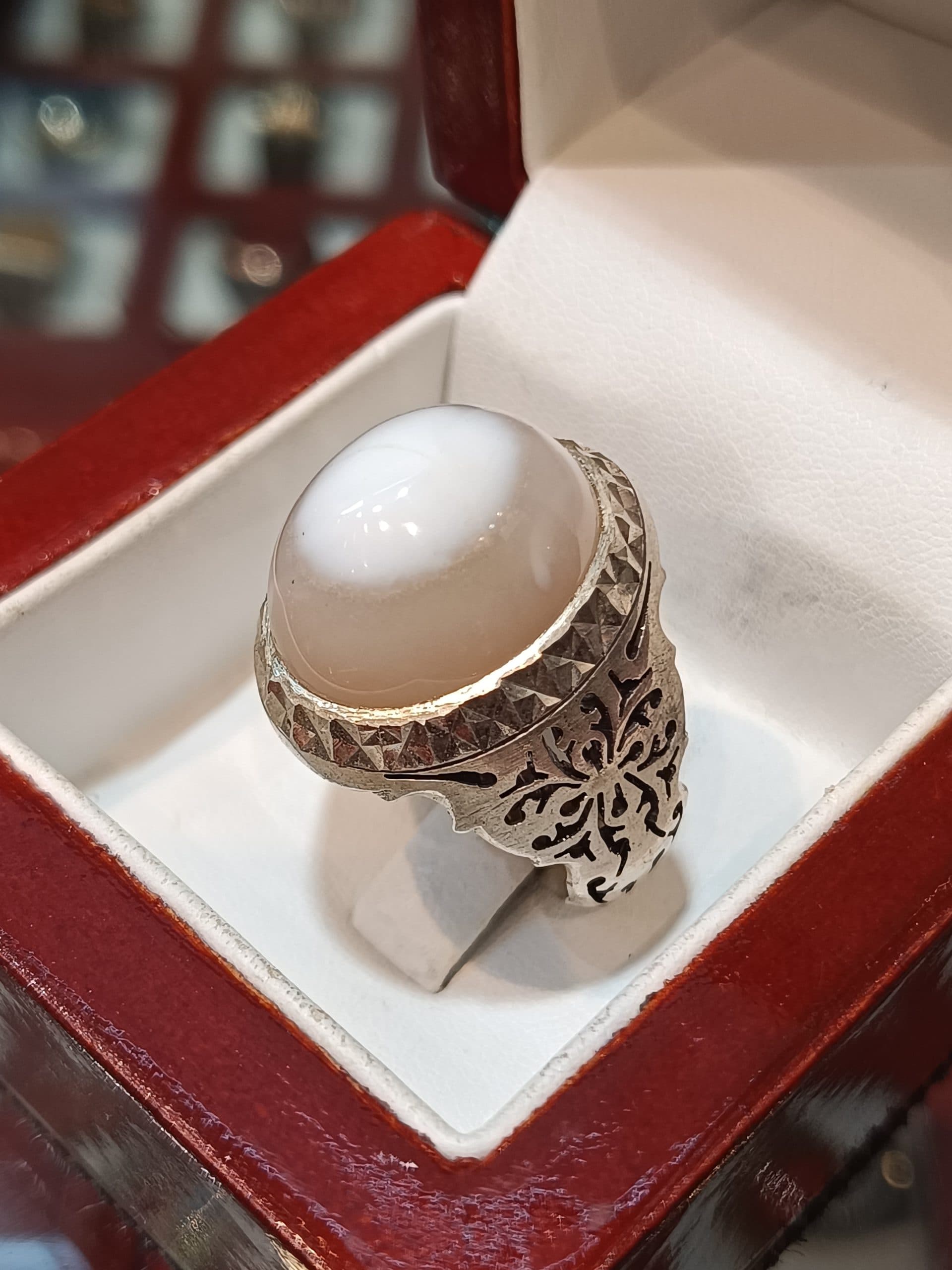 انگشتر نقره مردانه دستساز عقیق باباقوری – کد Sr823