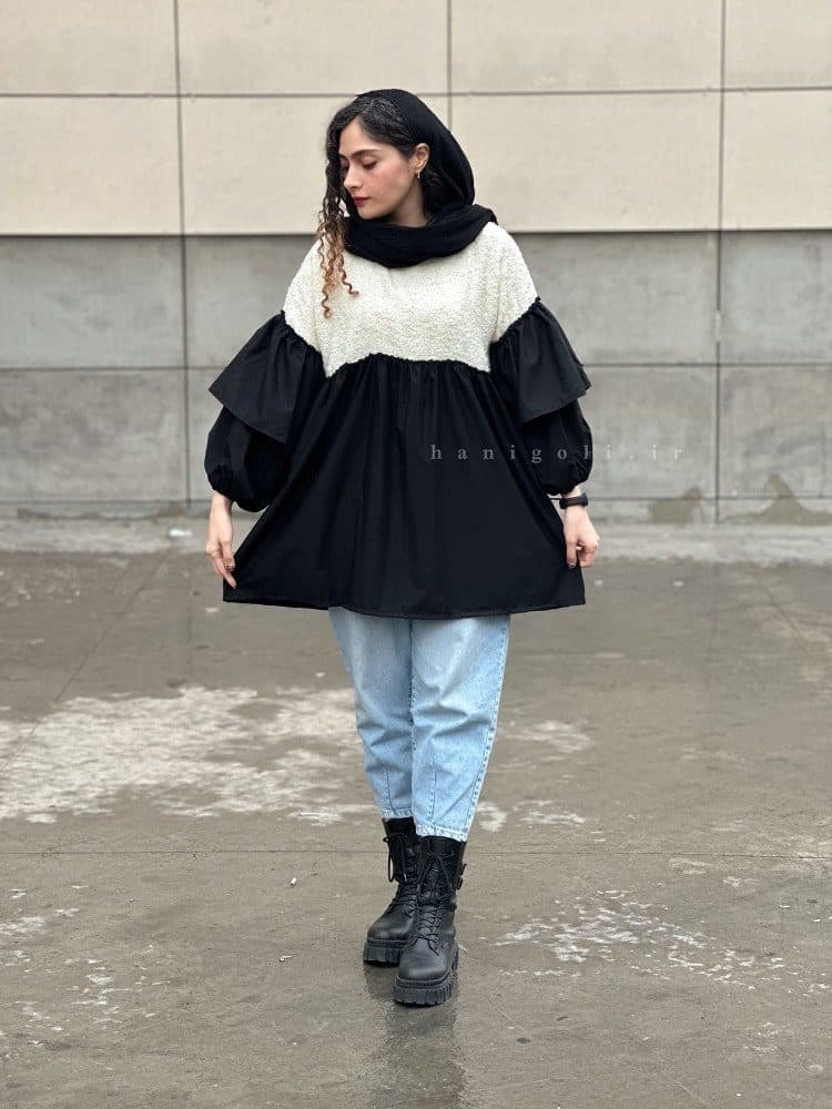 مانتو ترکیبی مدل نبات حانی گلی