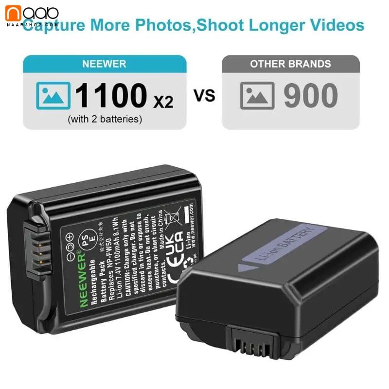 پکیج شارژر و باتری دوربین نیور Neewer NP-FW50 Dual Charger — تصویر ۳