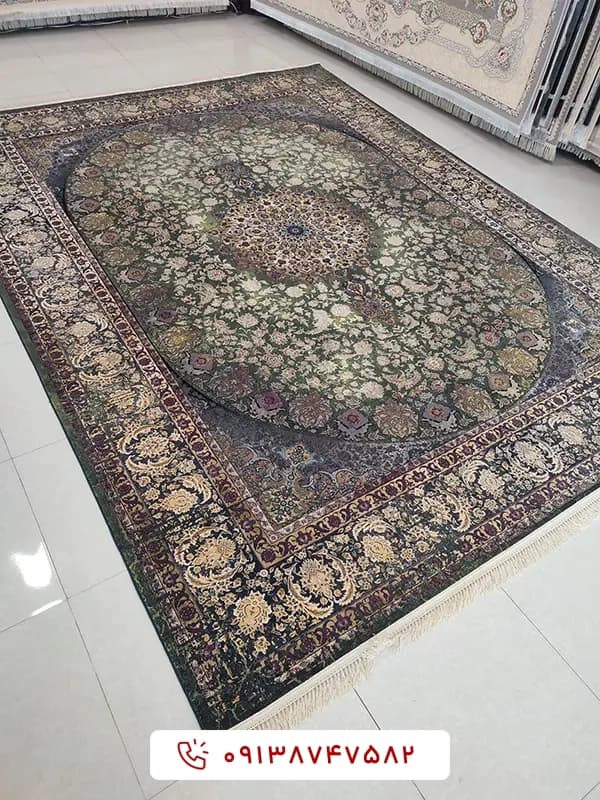 فرش نایین 1200 شانه سبز مدرن